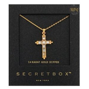 Pave Baguette Cross Pendant Necklace
